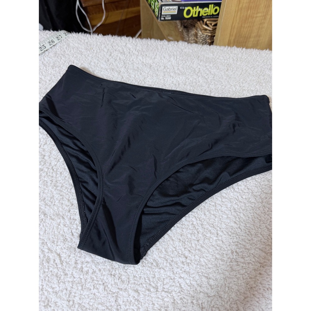 Beachsissi Womens High Waisted Bikini Bottoms Solid Black Size XL